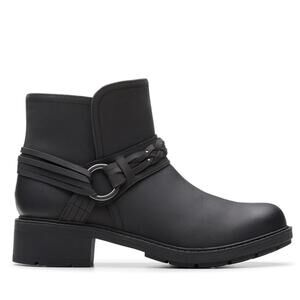 Clarks Women's Hearth Kaylie Boot Charcoal Black Leather Size 7.5 Side Zip Block